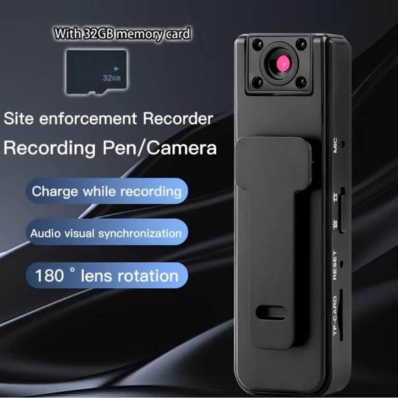 NEW 1pc 1080P Mini Body Camera with 180° Rotatable Lens, USB Rechargeable, - Picture 2 of 12